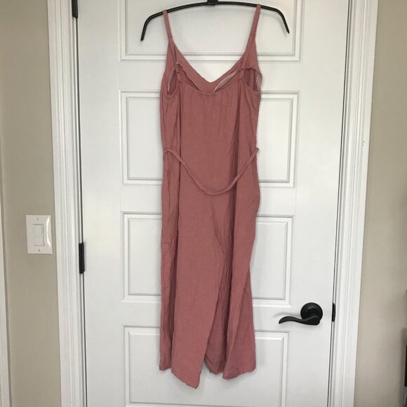 Indulge In Style Sleeveless Cropped Jumpsuit Women's Medium Sash, Pockets Rayon - Picture 3 of 10